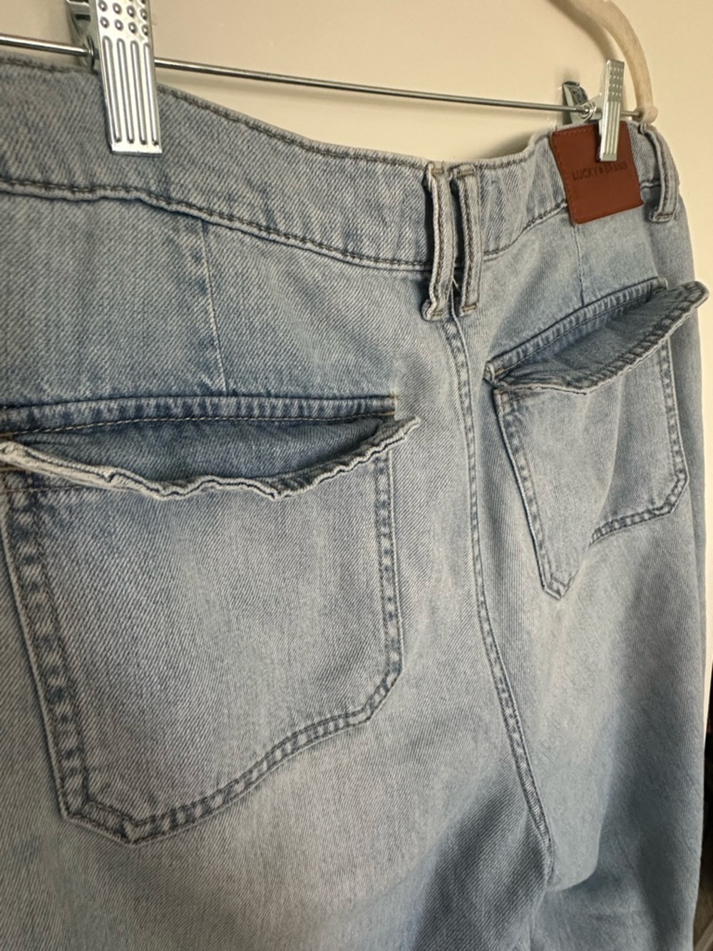 Lucky Vintage Wide Leg Jeans 12 31 Light Wash High Rise Utility - Picture 8 of 10